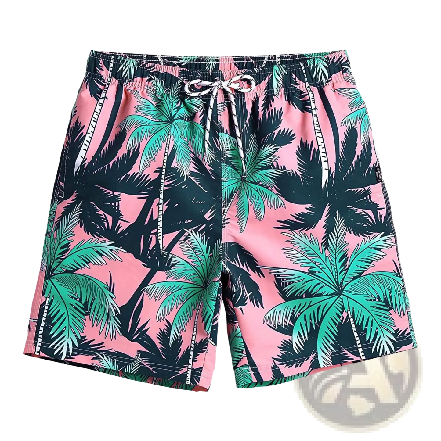 Men's Pink Shark Print Quick Dry Swim Trunks