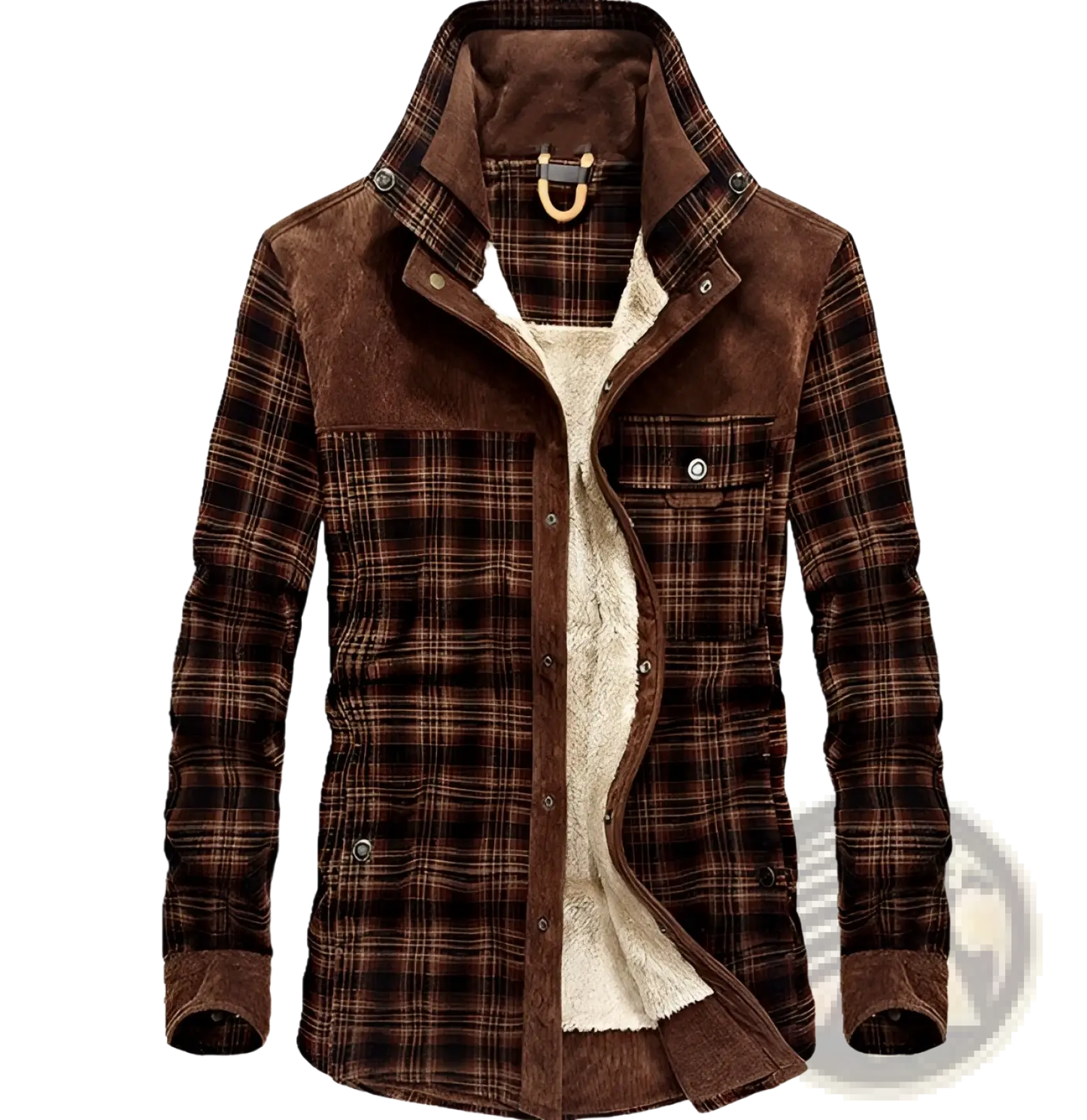 Men's Plaid Fleece Lined Corduroy Winter Jacket