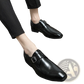 Men's Polished Leather Monk Strap Perforated Dress Shoes