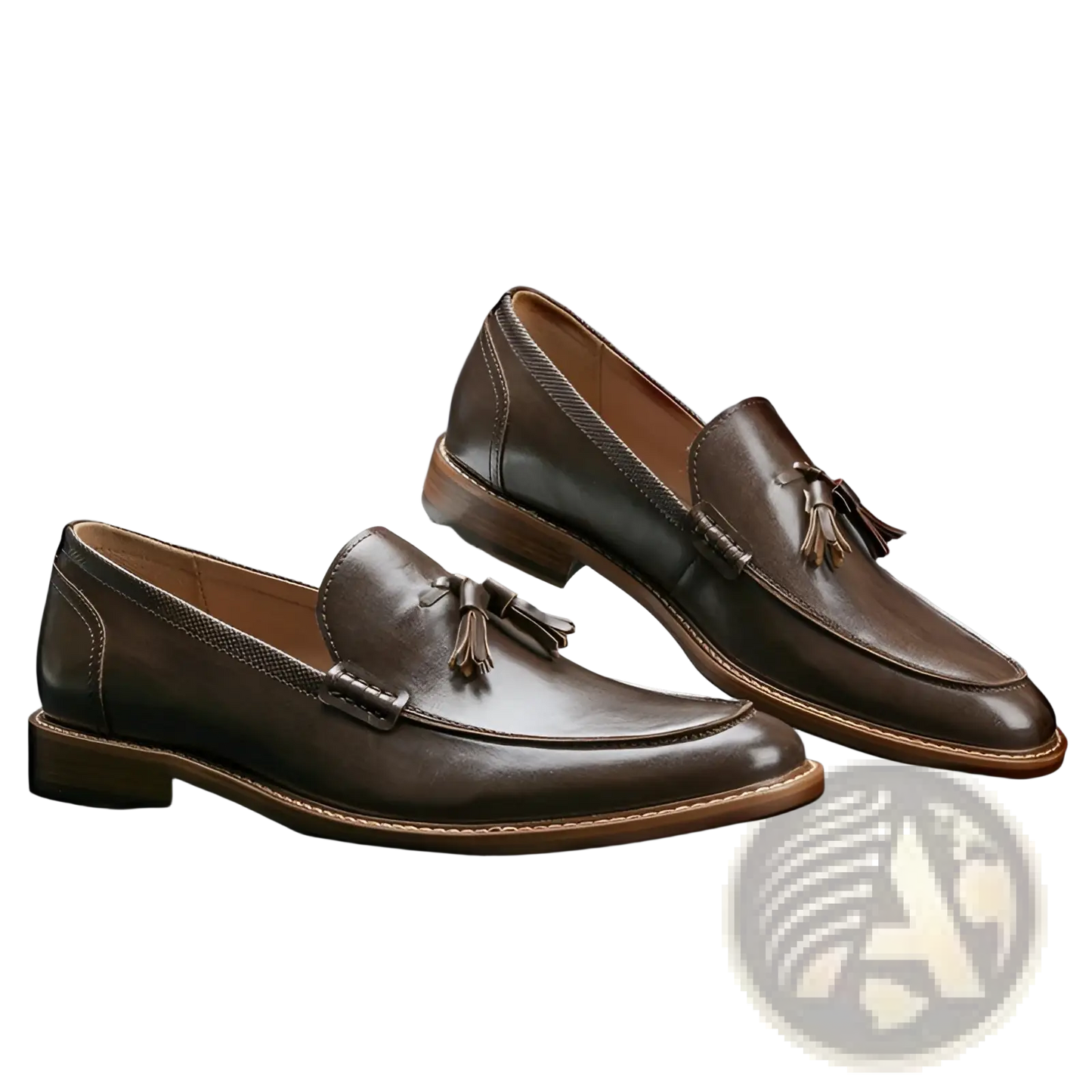 Men's Polished Leather Tassel Loafers with Composite Soles
