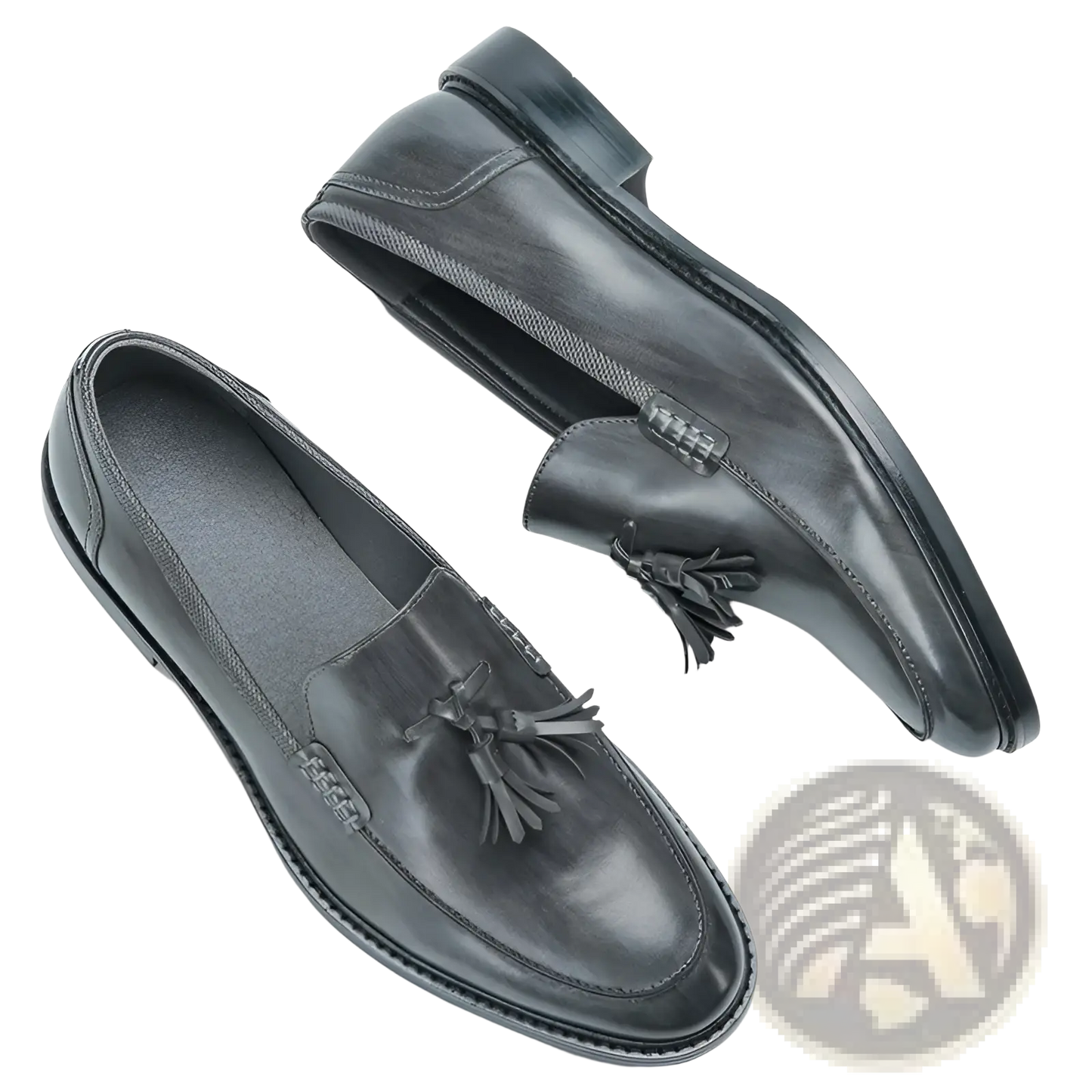 Men's Polished Leather Tassel Loafers with Composite Soles