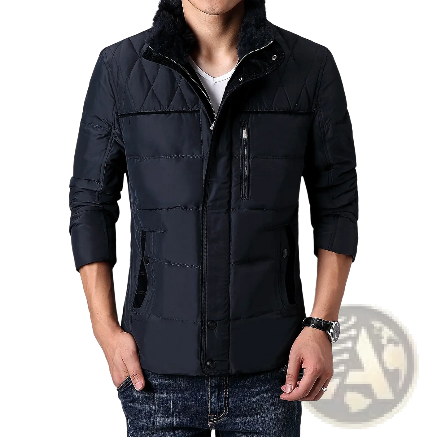 Men's Premium Fur Lined Quilted Down Winter Jacket
