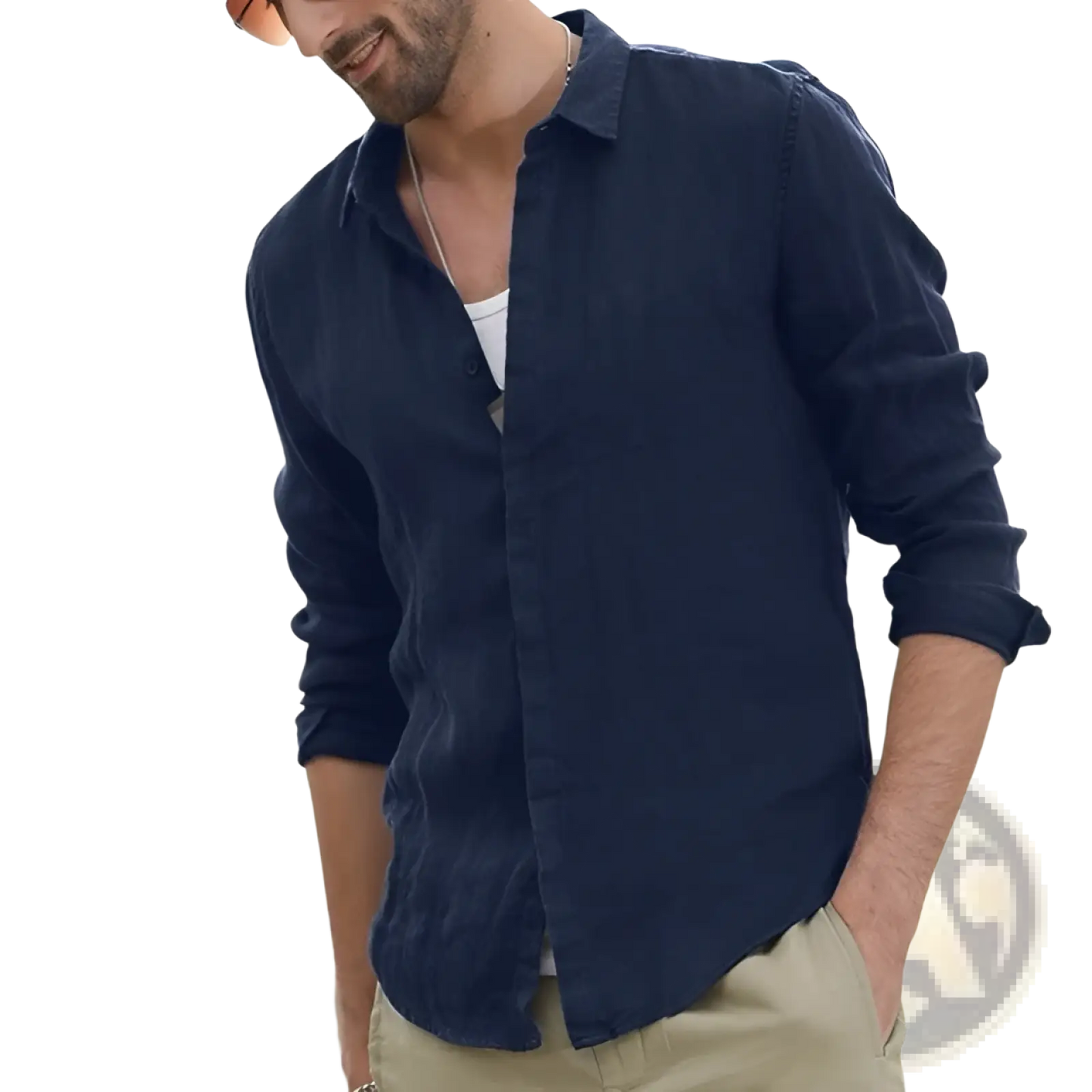 Men's Premium Textured Linen Blend Long Sleeve Shirt