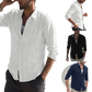 Men's Premium Textured Linen Blend Long Sleeve Shirt