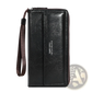 Men's Pu Leather Long Wallet with Wrist Strap