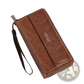 Men's Pu Leather Long Wallet with Wrist Strap
