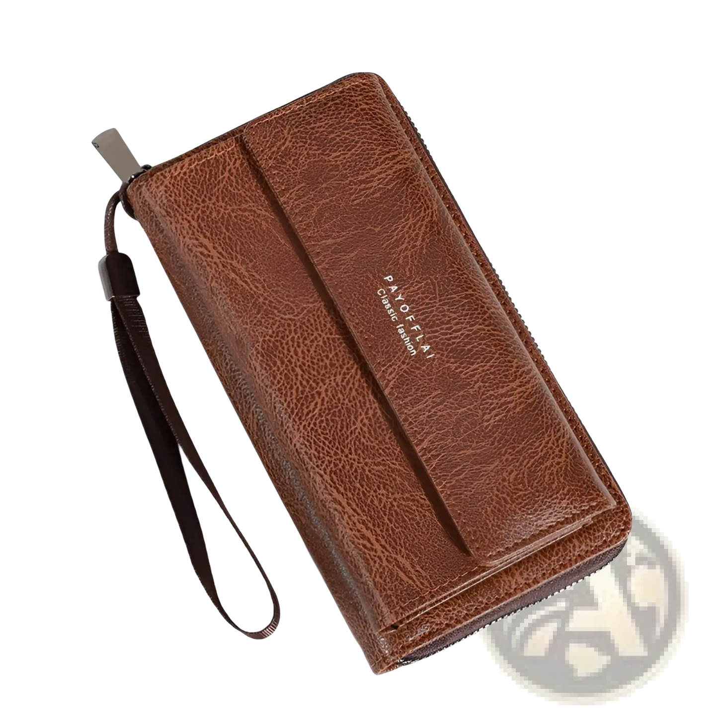 Men's Pu Leather Long Wallet with Wrist Strap