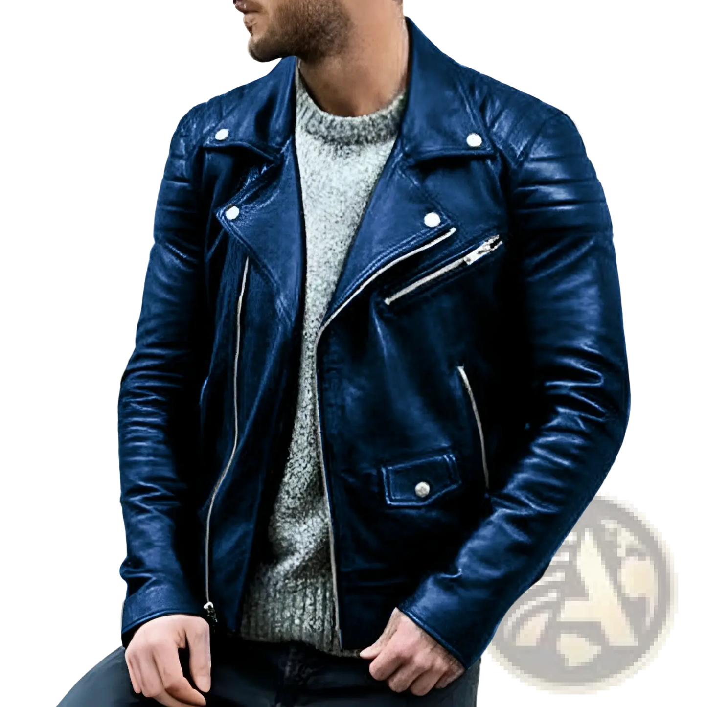 Men's Pu Leather Punk Stand Collar Biker Jacket