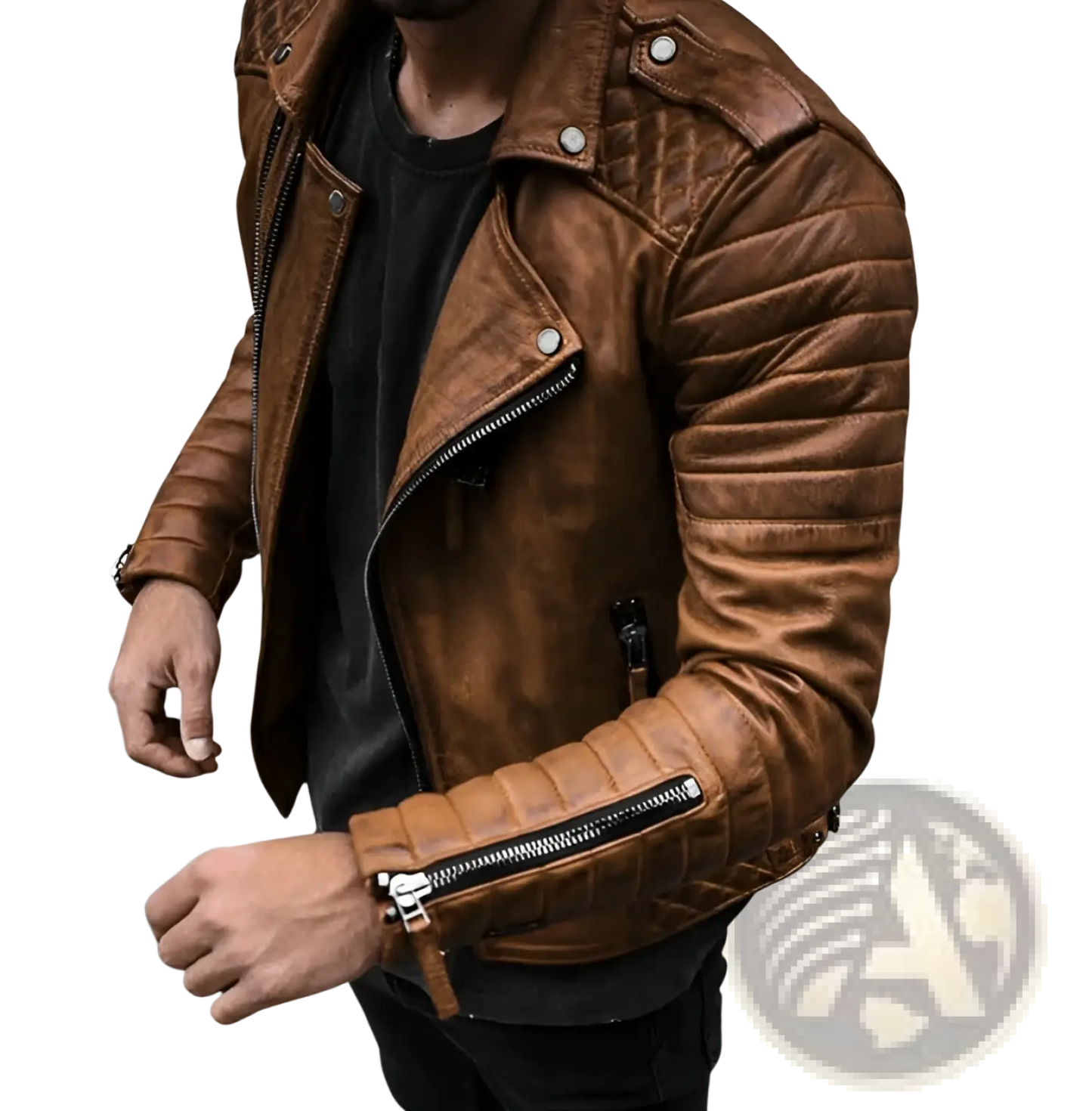 Men's Pu Leather Punk Stand Collar Biker Jacket
