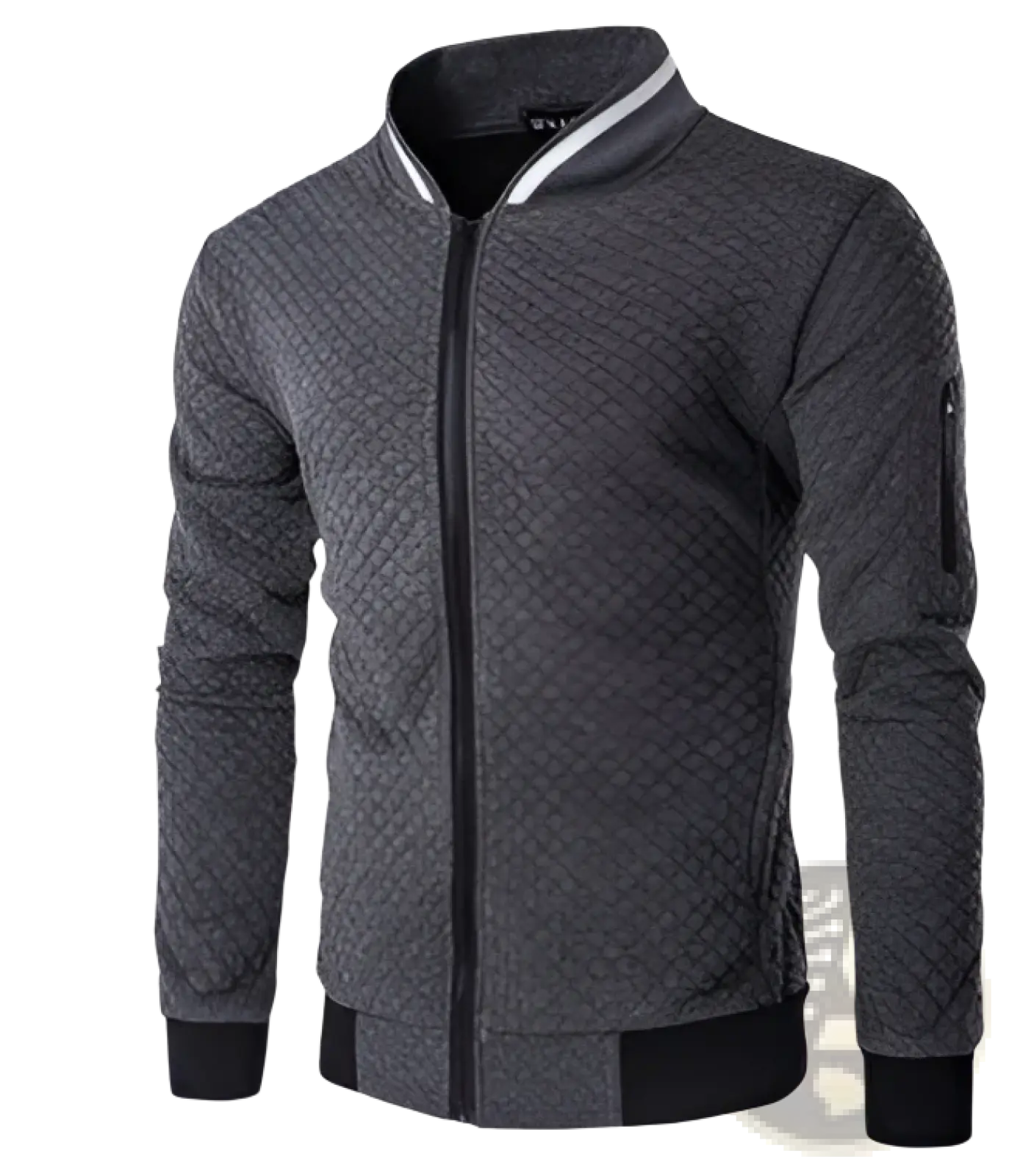 Men's Quilted Colorblock Bomber Jacket with Stand Collar