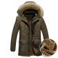 Men's Quilted Down Parka with Fur Lined Detachable Hood
