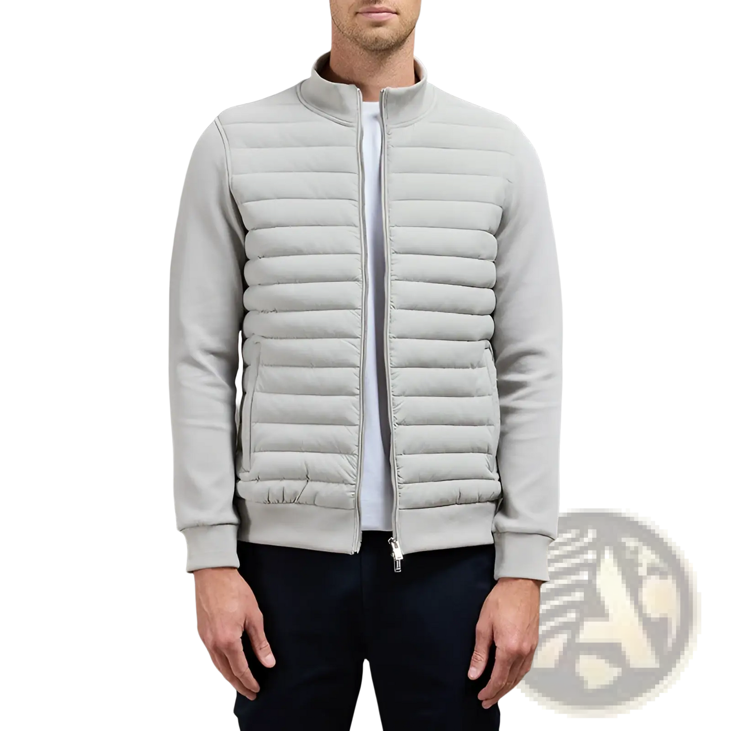Men's Quilted Lightweight Bomber Jacket with Stand Collar