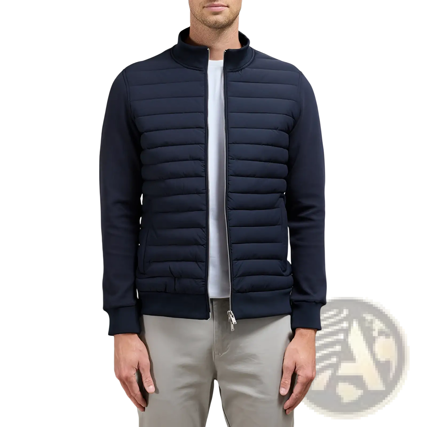 Men's Quilted Lightweight Bomber Jacket with Stand Collar