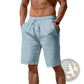 Men's Relaxed Cotton Linen Drawstring Beach Shorts