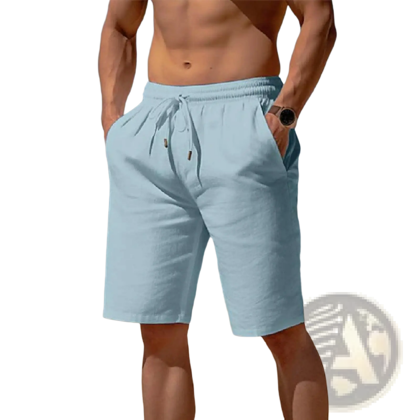 Men's Relaxed Cotton Linen Drawstring Beach Shorts