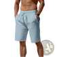 Men's Relaxed Cotton Linen Drawstring Beach Shorts