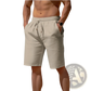 Men's Relaxed Cotton Linen Drawstring Beach Shorts