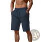 Men's Relaxed Cotton Linen Drawstring Beach Shorts