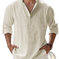 Men's Relaxed Fit Cotton Linen Long Sleeve Shirt