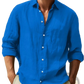 Men's Relaxed Fit Cotton Linen Long Sleeve Shirt