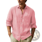 Men's Relaxed Fit Cotton Linen Long Sleeve Shirt