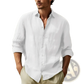 Men's Relaxed Fit Cotton Linen Long Sleeve Shirt