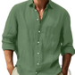 Men's Relaxed Fit Cotton Linen Long Sleeve Shirt