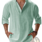 Men's Relaxed Fit Cotton Linen Long Sleeve Shirt