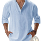 Men's Relaxed Fit Cotton Linen Long Sleeve Shirt