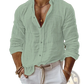 Men's Relaxed Fit Cotton Linen Long Sleeve Shirt