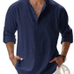 Men's Relaxed Fit Cotton Linen Long Sleeve Shirt