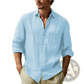 Men's Relaxed Fit Cotton Linen Long Sleeve Shirt