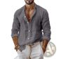Men's Relaxed Fit Cotton Linen Long Sleeve Shirt