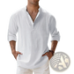 Men's Relaxed Fit Cotton Linen Long Sleeve Shirt