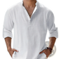 Men's Relaxed Fit Cotton Linen Long Sleeve Shirt
