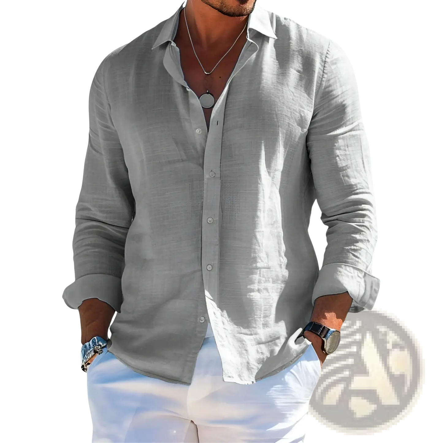 Men's Relaxed Fit Linen Button Down Shirt
