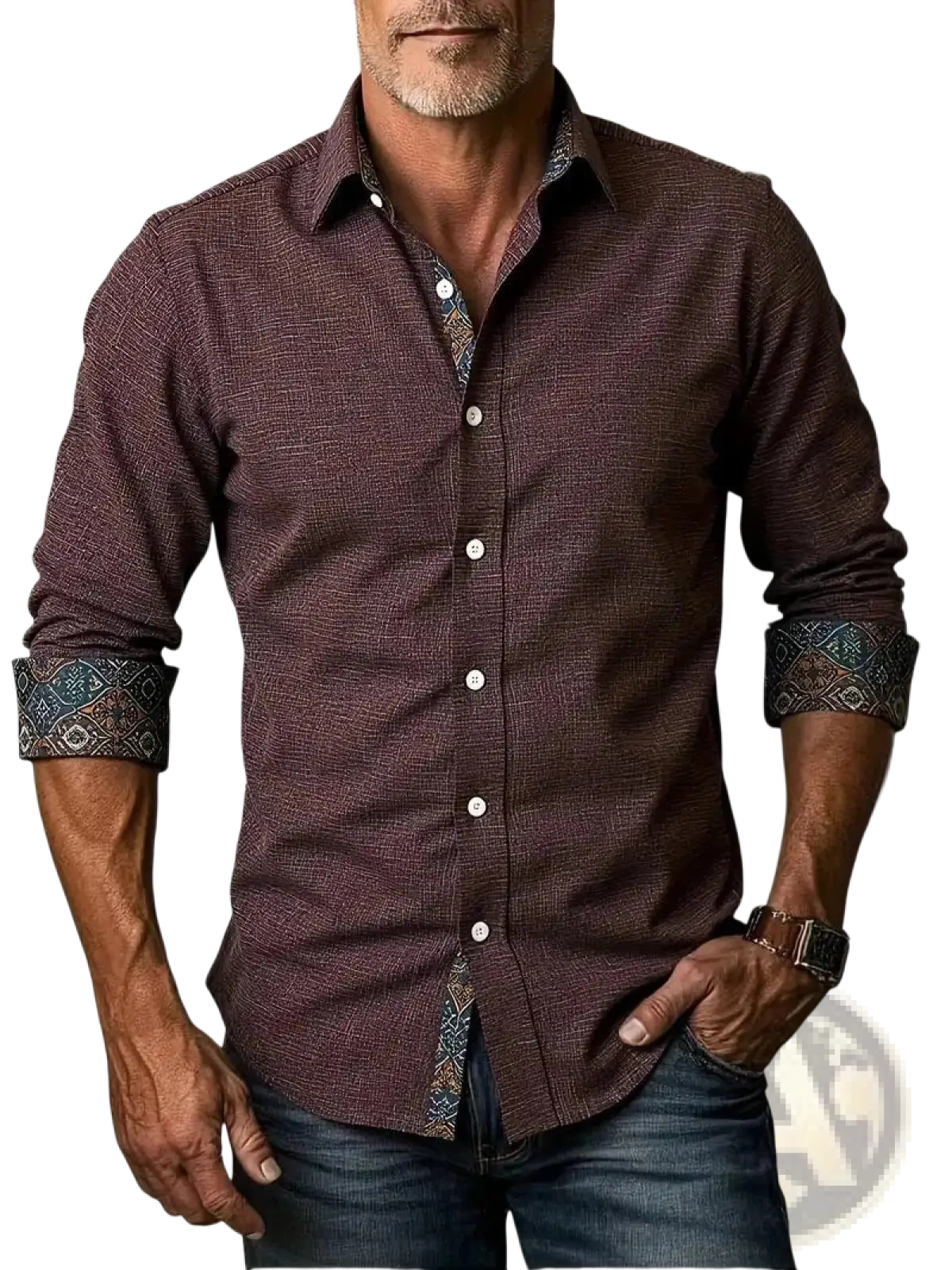 Men's Relaxed Fit Long Sleeve Linen Blend Casual Shirt