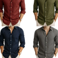 Men's Relaxed Fit Long Sleeve Linen Blend Casual Shirt