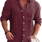 Men's Relaxed Fit Long Sleeve Linen Blend Casual Shirt
