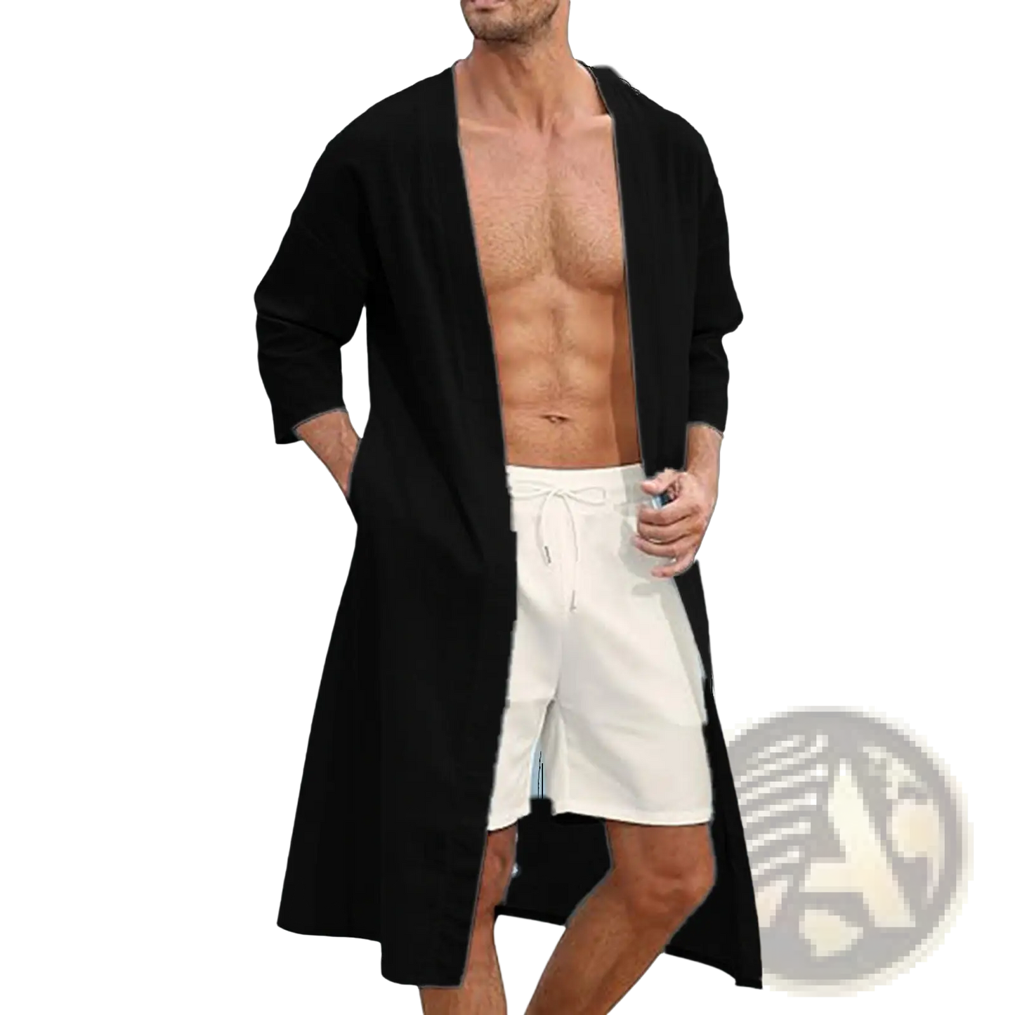 Men's Relaxed Fit Open Front Kimono Cardigan