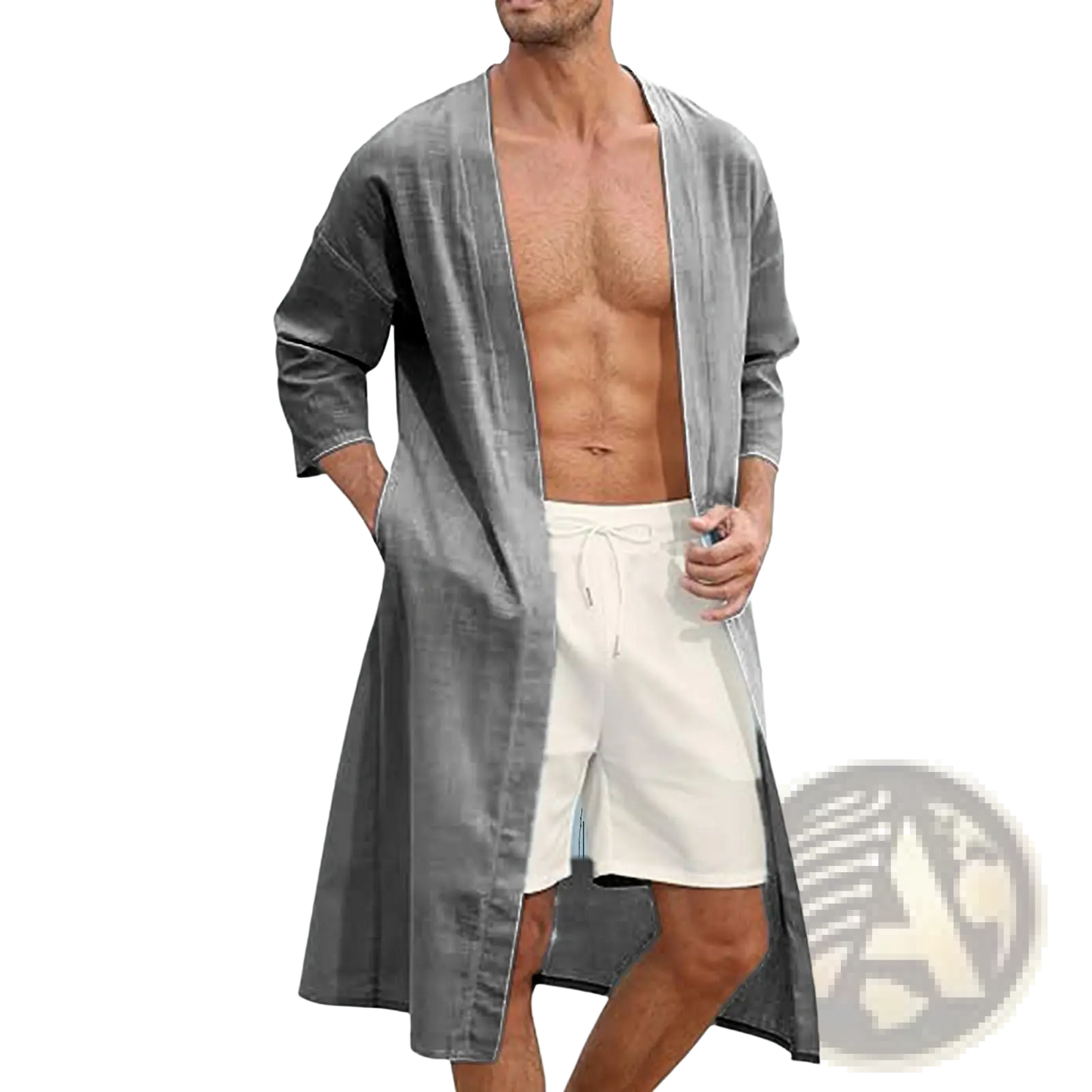 Men's Relaxed Fit Open Front Kimono Cardigan