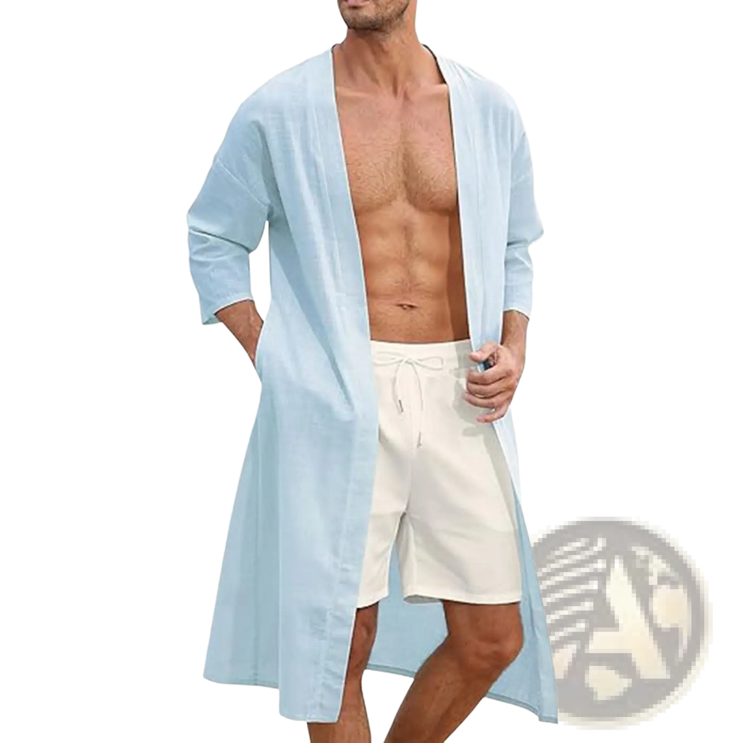 Men's Relaxed Fit Open Front Kimono Cardigan