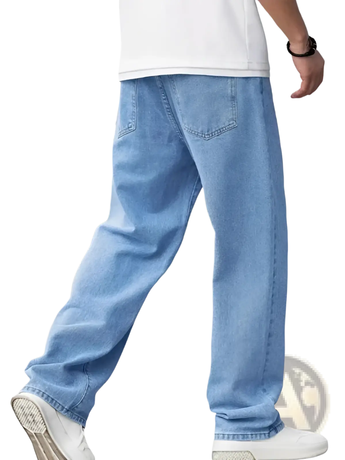 Men's Relaxed Straight Leg Light Wash Denim Jeans