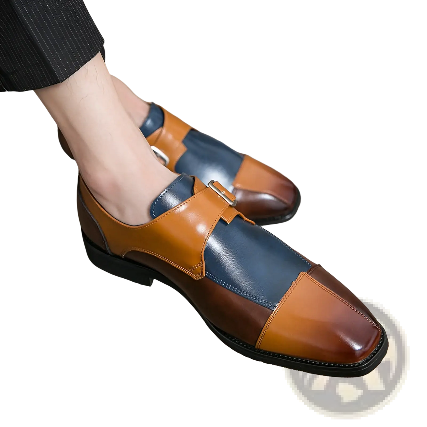Men's Retro British Style Buckle Microfiber Leather Shoes