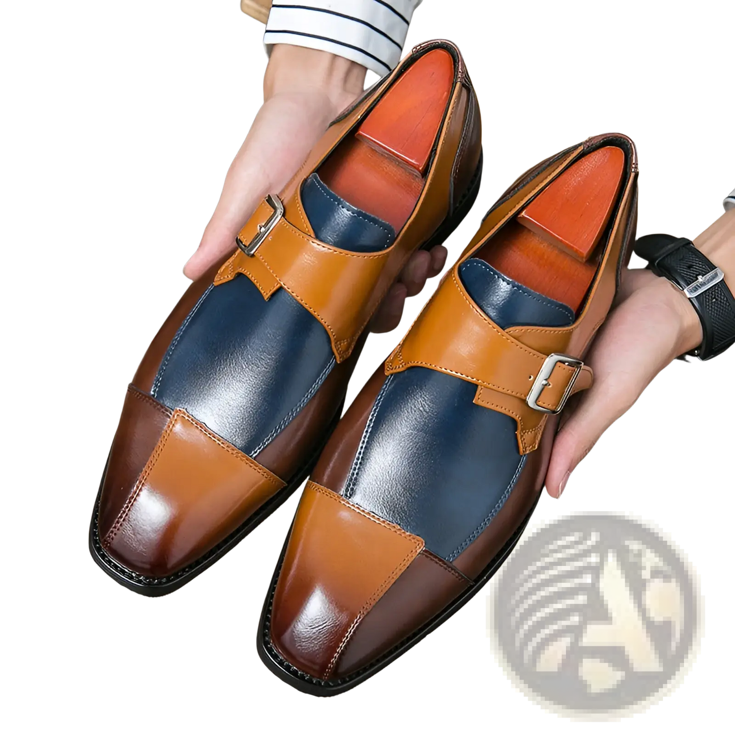 Men's Retro British Style Buckle Microfiber Leather Shoes
