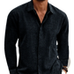 Men's Retro Cotton Linen Blend Long Sleeve Button Up Shirt