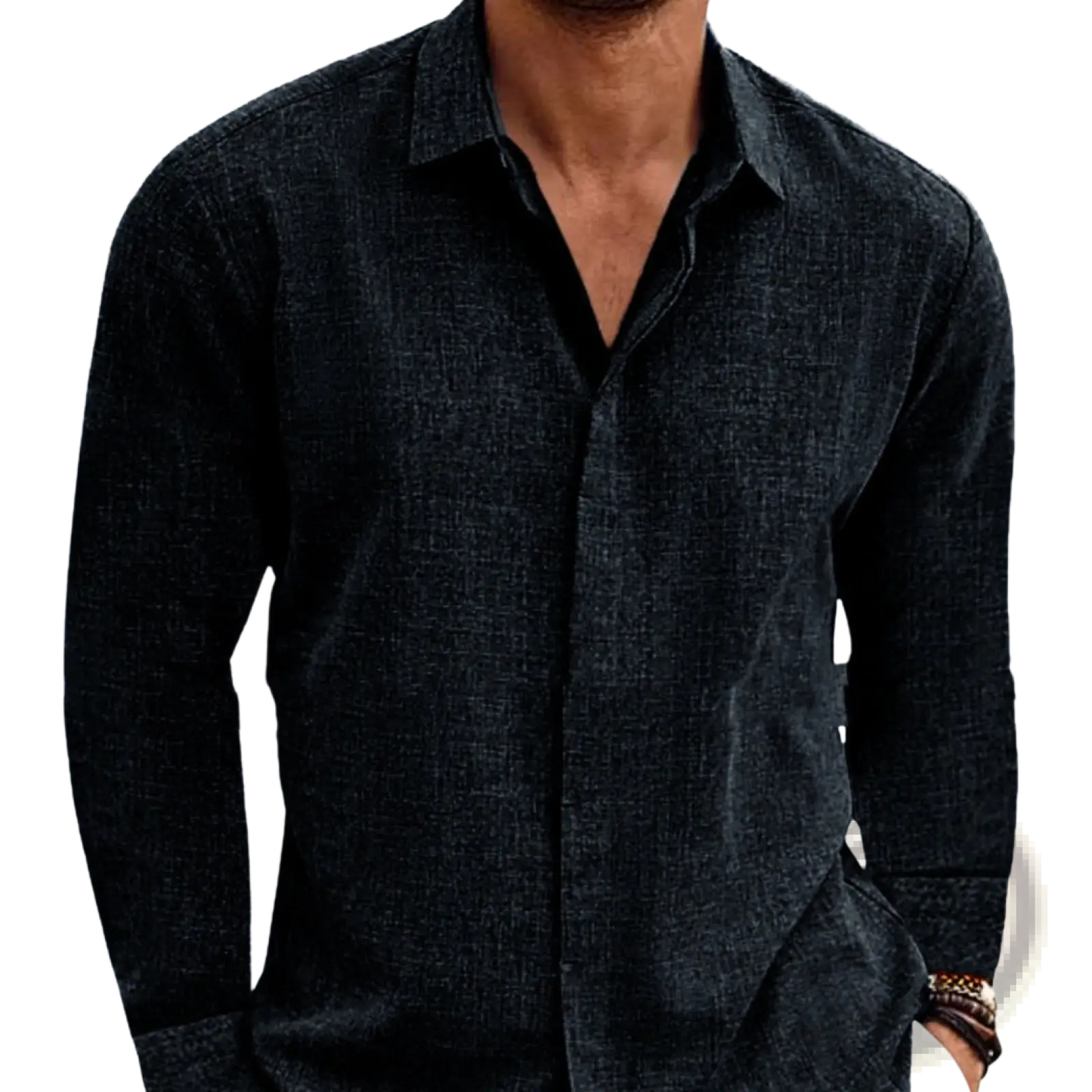 Men's Retro Cotton Linen Blend Long Sleeve Button Up Shirt