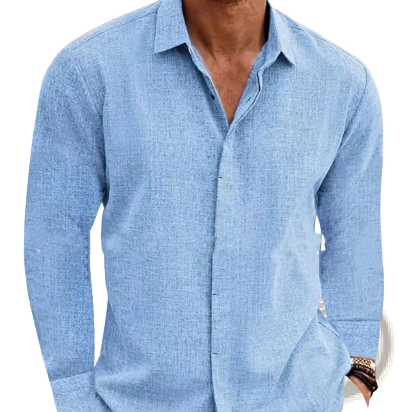 Men's Retro Cotton Linen Blend Long Sleeve Button Up Shirt