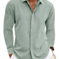 Men's Retro Cotton Linen Blend Long Sleeve Button Up Shirt