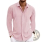 Men's Retro Cotton Linen Blend Long Sleeve Button Up Shirt